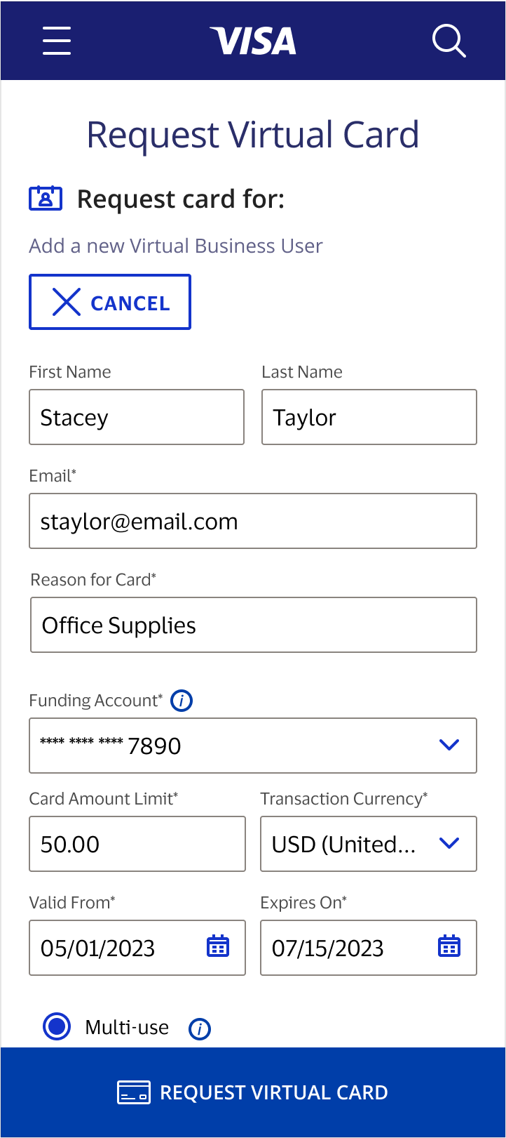 Icons for a merchant and a virtual business card with the settings gear symbol